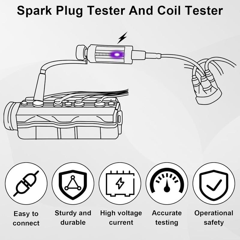 ecocstm 2 PCS Spark Plug Tester, Adjustable Ignition Coil Tester System, Coil Pack Tester, Spark Testers Tool, Spark Checker, Autos Diagnostic Test Tool for Automotive, Small Engines, Lawnmowers - Image 5